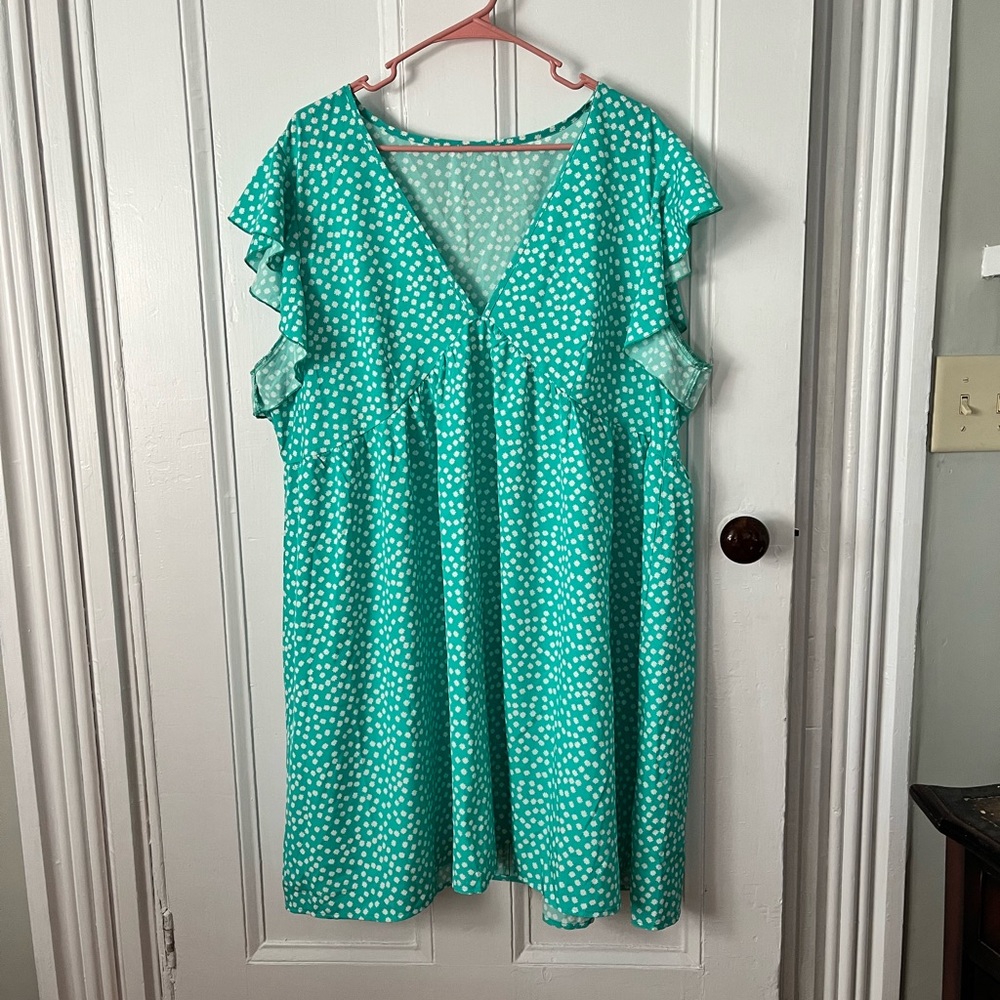 Green and White dress